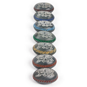 Fair Trade Chakra Stones handmade in various colors and lotus designs
